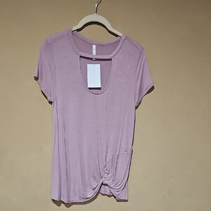 Pink Short Sleeve Tie Front T-Shirt